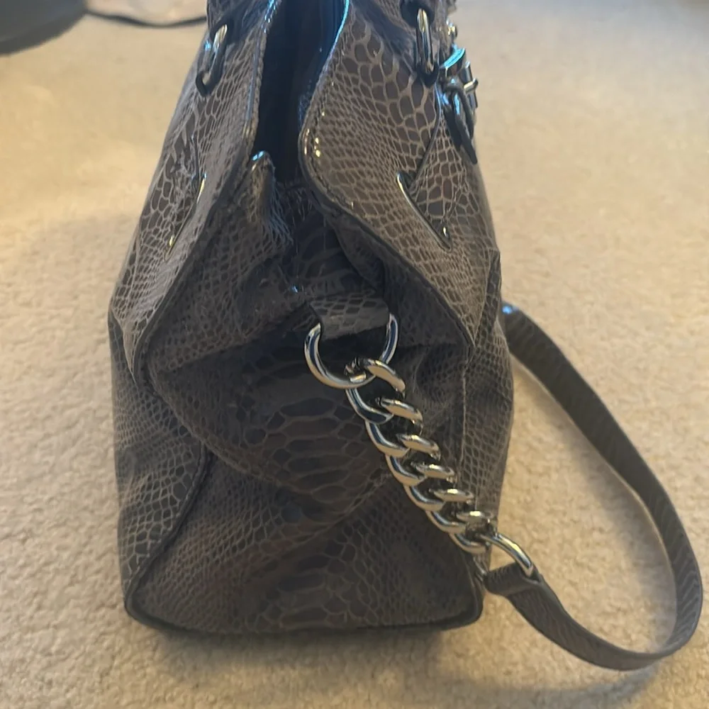 MICHAEL KORS | Python embossed‎ hamilton handbag in pewter - EUC